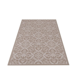 Gerecycled binnen- en buitentapijt taupe wit – 118 x 180 cm