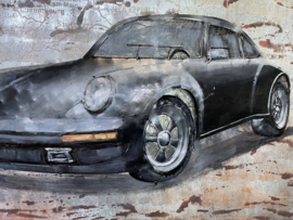 Uniek 3D Schilderij Porsche van Gerecycled Metaal