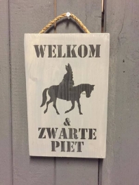   Tekstbord Steigerhout Welkom Sint en Zwarte Piet