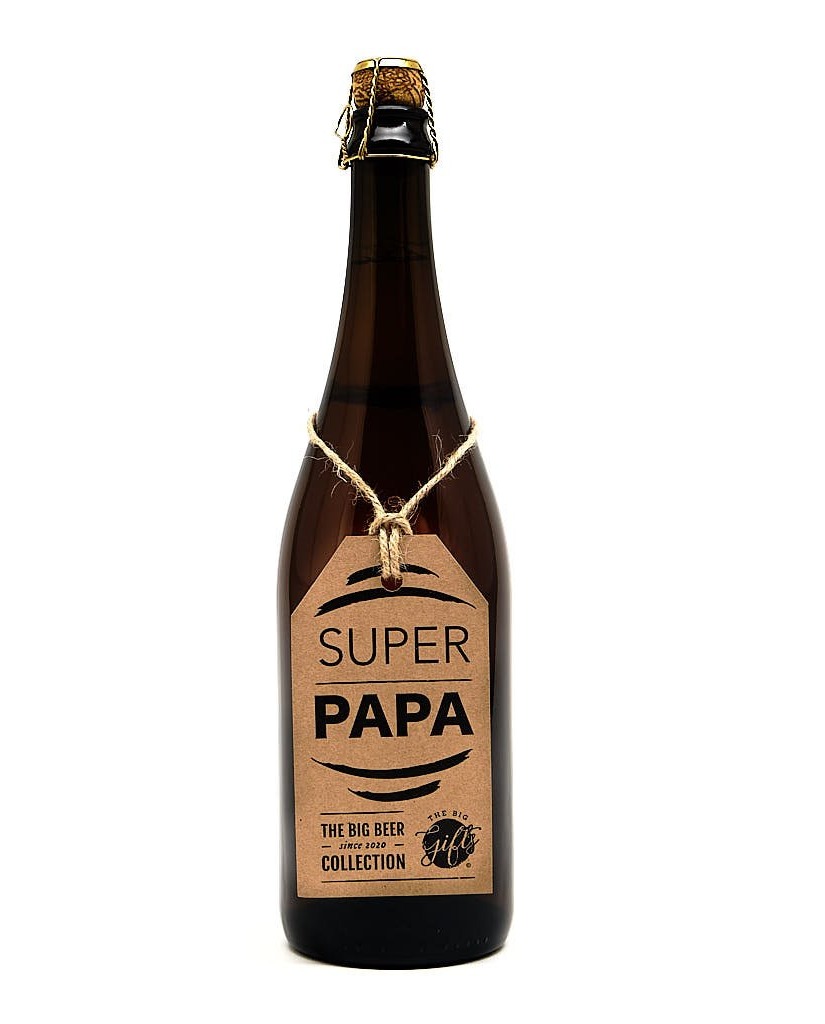 Fles Bier XL met tekst 'Super Papa' 75cl