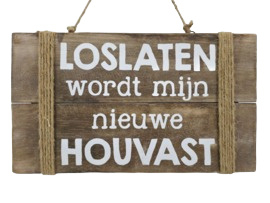 Houten Tekstbord – loslaten wordt mijn nieuwe houvast  40x23 cm naturel