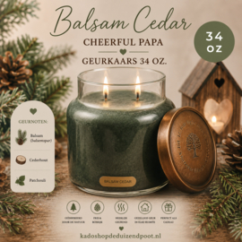 Balsam Cedar geurkaars Cheerful Candle Papa Collectie 155 branduren