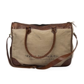 Leather canvas bag Text