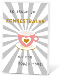 Ik stuur je zonnestralen en een kopje ... Thee Wenskaart Incl thee en envelop