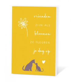 Vrienden zijn als bloemen, ze fleuren je dag op incl envelop en zakje bloemzaden