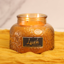 Cheerful Candle Large Geurkaars Goji  Berry  Tarocco  Orange 20 Oz Lush Cognac