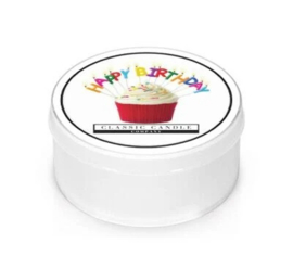 Happy Birthday  Classic Candle  MiniLight  XL Geurtheelicht met deksel