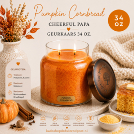 Pumpkin Cornbread geurkaars Cheerful Candle Papa Collectie 155 branduren
