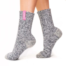 SOXS® grijze wollen sokken antislip kuithoog  37-41