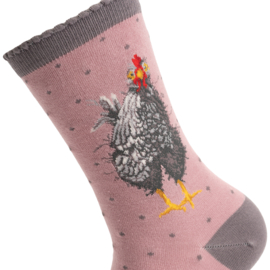 Bamboe dames sokken ‘Chicken Curious Hen’ kip – Wrendale Designs