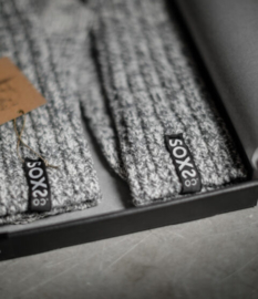 SOXS® Jet Black label grijze wollen sokken unisex Kniehoog mt 37-41