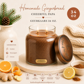 Homemade Gingerbread geurkaars Cheerful Candle Papa Collectie 155 branduren