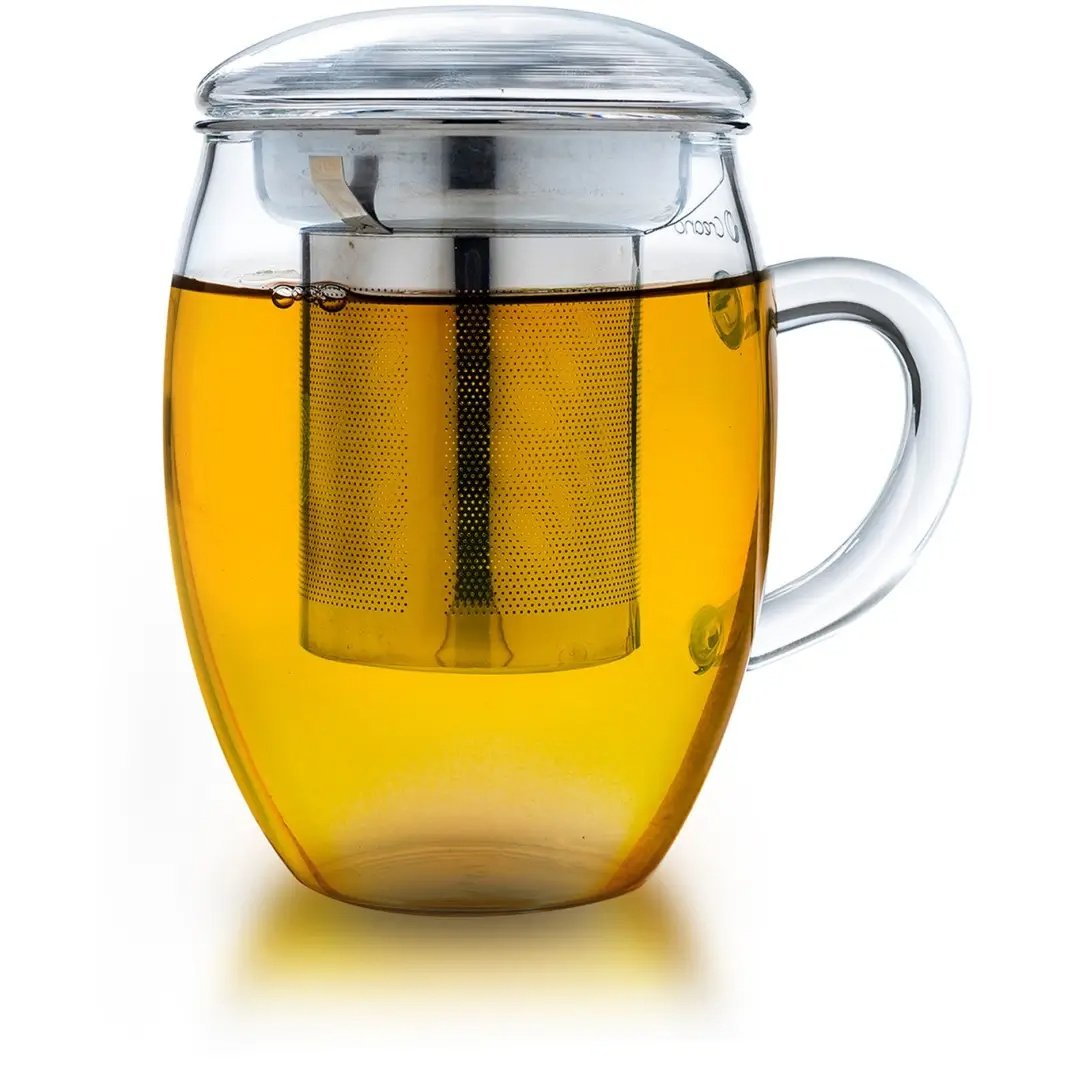 Creano theeglas alles-in-één 400 ml – met RVS zeef en glazen deksel