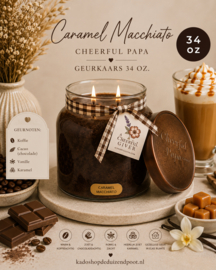Caramel Macchiato geurkaars Cheerful Candle Papa Collectie 155 branduren