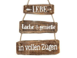 Baumstämme hängend 31x29cm lebe lache & genieße in vollen Zügen