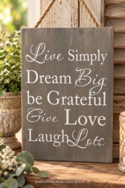 Tekstbord Steigerhout Live Simply