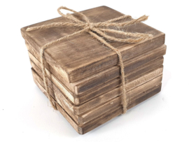 Onderzetters robuust naterel set 6 stuks  10x10cm