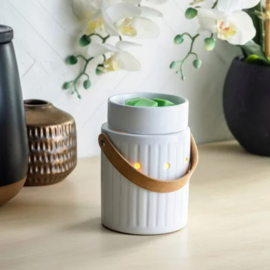 Candle Warmers® Geurlamp wit en bruin leren hengsel  Elektrisch  25 watt