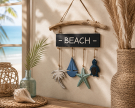 Houten hanger “Beach” – zomerse wanddecoratie