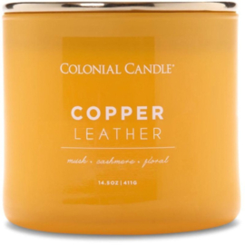 Copper Leather Colonial Candle Pop Of Color sojablend geurkaars  411 g