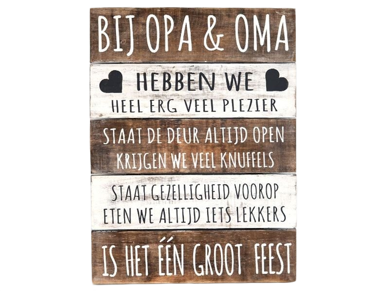 Houten Tekstbord "Bij Opa & Oma"  40x30 cm