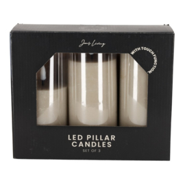 LED stompkaarsen steengrijs set van 3 Jens Living