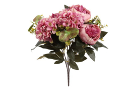 Boeket Paeonia Hydrangea Lila – Kunstbloemenboeket 47 cm