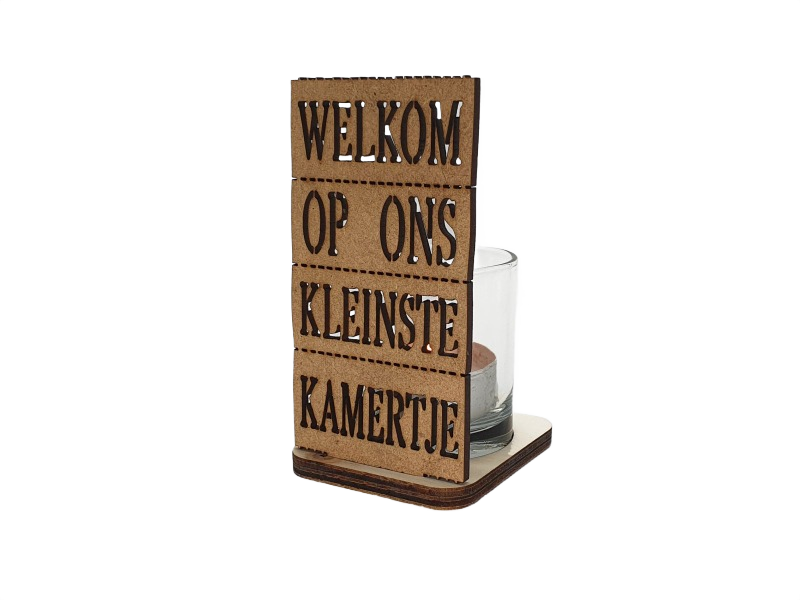 Waxinehouder incl glas 11x6cm kleinste kamertje