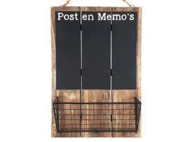 Post en Memo bord hout naturel zwart 49x33x11cm