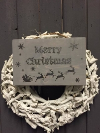  Tekstbord Steigerhout Merry Christmas