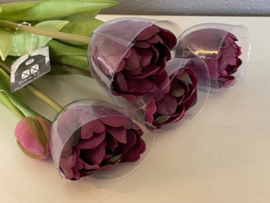 Real Touch Tulip Dubble Bundle 44cm Aubergine