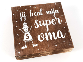 Tekstblok Super Oma natural 15x15 cm