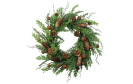 Real Touch krans Dennenappel Juniperus bell groen-60x60 cm