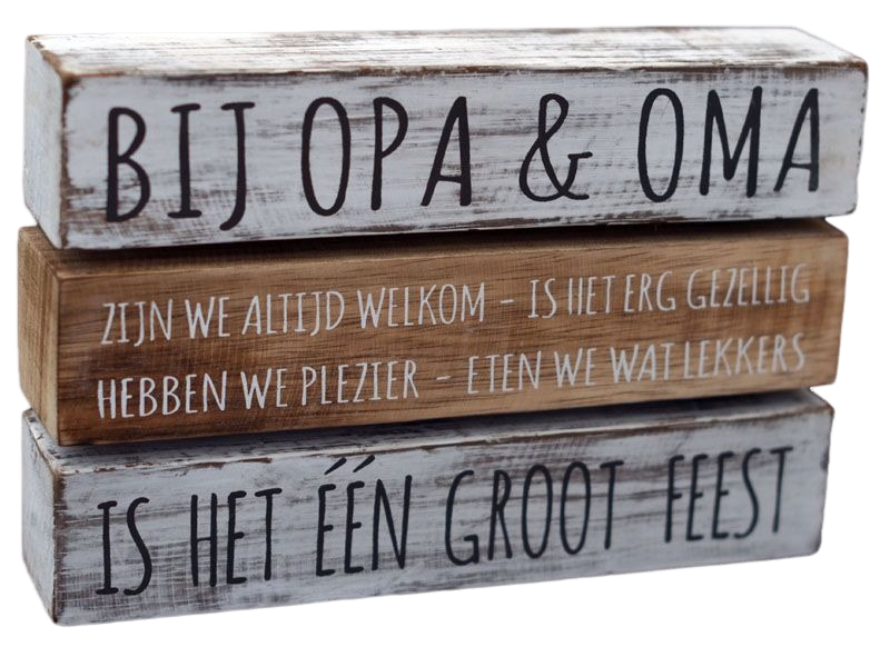 Houten Tekstblok 16x24cm Bij Opa & Oma