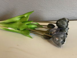 Real Touch Tulip Dubble Bundle 44cm Antraciet