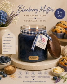 Blueberry Muffins geurkaars Cheerful Candle Papa Collectie 155 branduren