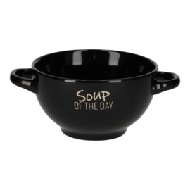Retro soepkom ‘Soup of the day’ zwart – 19 x 19 x 8 cm  Jens Living