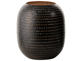 Gusta lantaarn zwart goud met gaatjes 18 cm sfeervol lichtspel