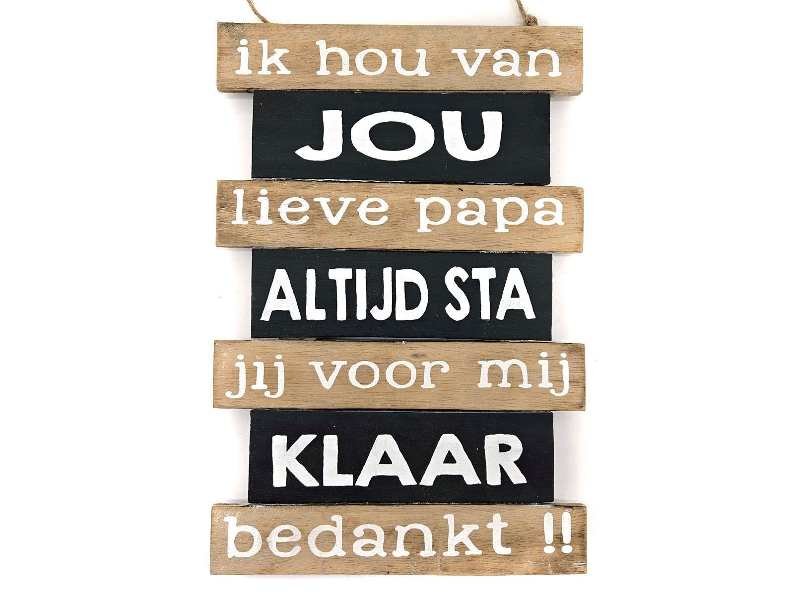 Houten tekstbord  Ik hou van jou lieve papa (37x25 cm, naturel/zwart)