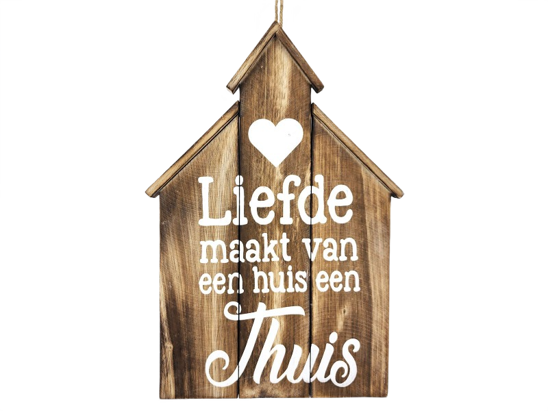Teksthuis hangend  liefde maakt ....