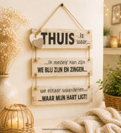 3-delig tekstbord ‘Thuis is waar ik mezelf kan zijn’ antique white – 40 x 30 cm