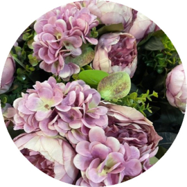 Boeket Paeonia Hydrangea Lila – Kunstbloemenboeket 47 cm