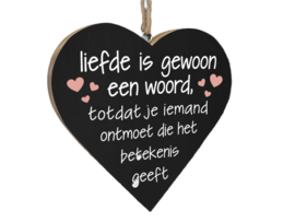 Teksthart XL Liefde is gewoon een woord – houten hart 25x25 cm