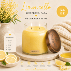 Limoncello geurkaars Cheerful Candle Papa Collectie 155 branduren