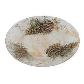 Golden Pinecone Candle Plate 18cm 