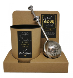 Jij bent GOUD waard  Cadeauset Theeleutlepel en 50 gram Zonnethee