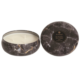 Glacial Waters Woodbridge  Marble Effect Tinned Candle