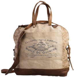 Leather Canvas Big bag Flowers