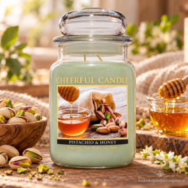 Pistachio & Honey Geurkaars Cheerful 2 wick 680 gram – 2 lonten