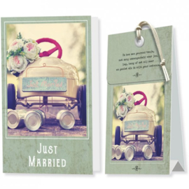 Just Married  Geurtasje - Wenskaart Incl envelop 12,5 x 8 cm